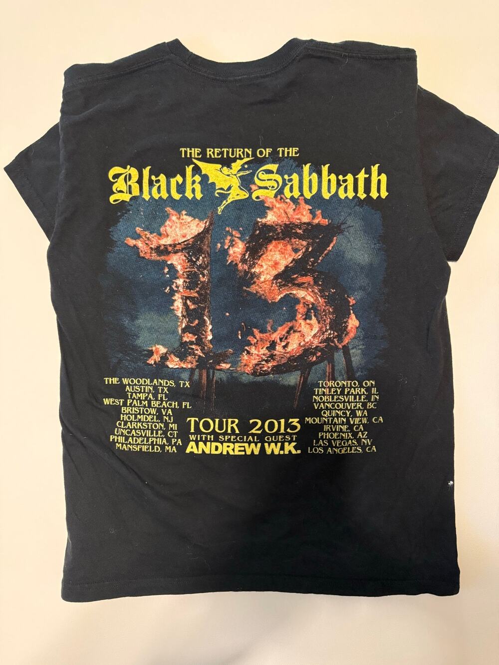 Black Sabbath 2013 Tour T Shirt 13 Gas Mask Ozzy Andrew WK Concert Tee Black